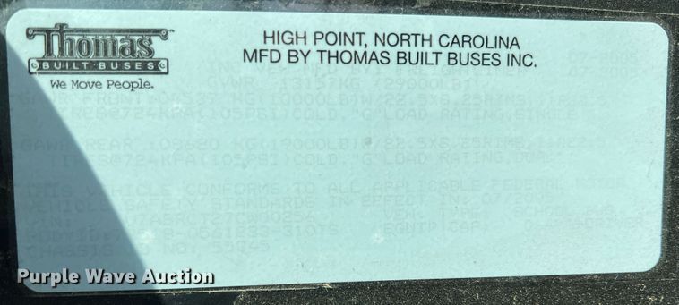 image for item LI9357 2007 Thomas  school bus