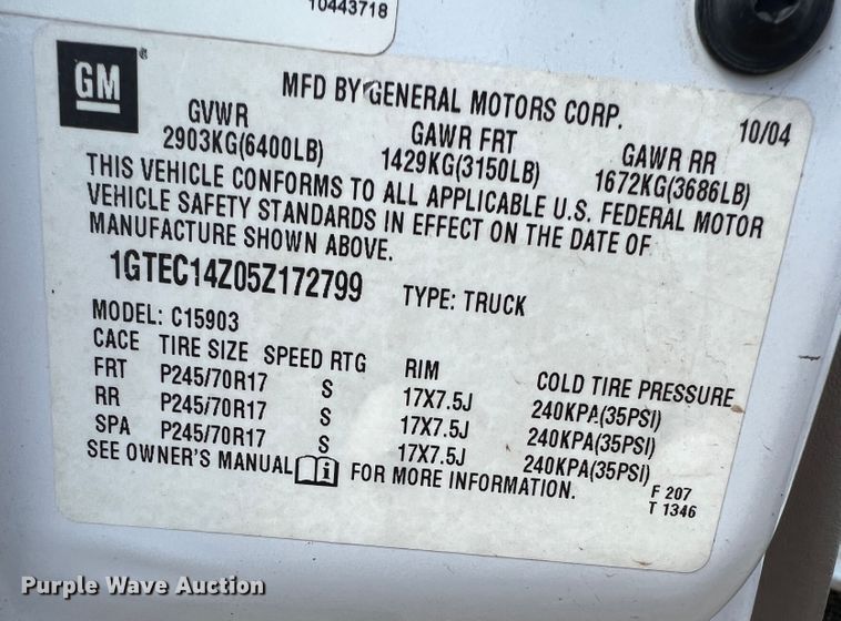 image for item LI9359 2005 GMC Sierra 1500  pickup truck