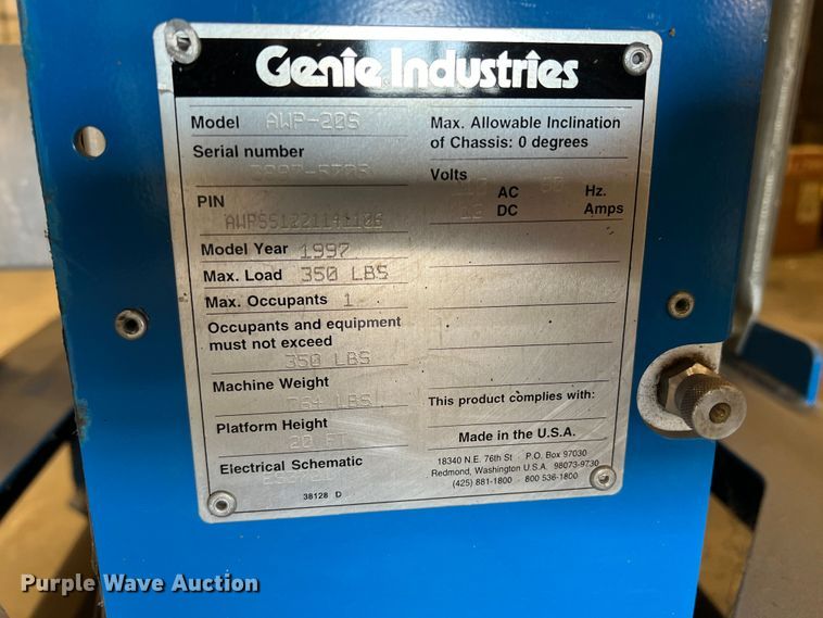 image for item LI9368 Genie AWP-20S  vertical lift