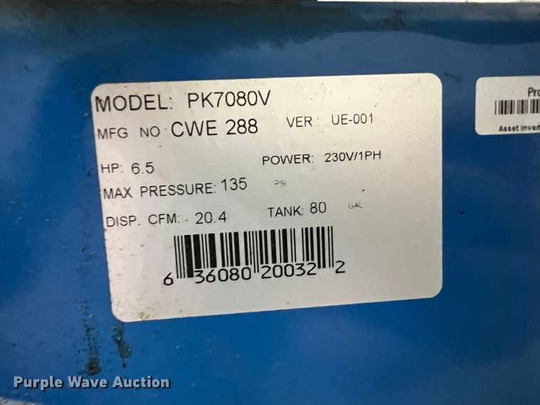 image for item LI9374 Puma PK7080V  air compressor