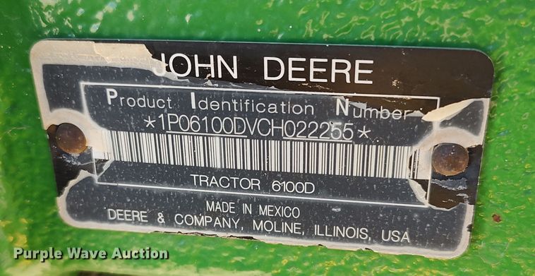 image for item LU9176 2012 John Deere 6100D  MFWD tractor