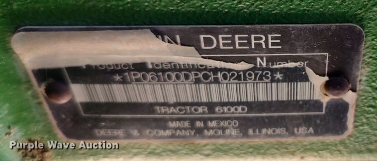 image for item LU9177 2012 John Deere 6100D  MFWD tractor