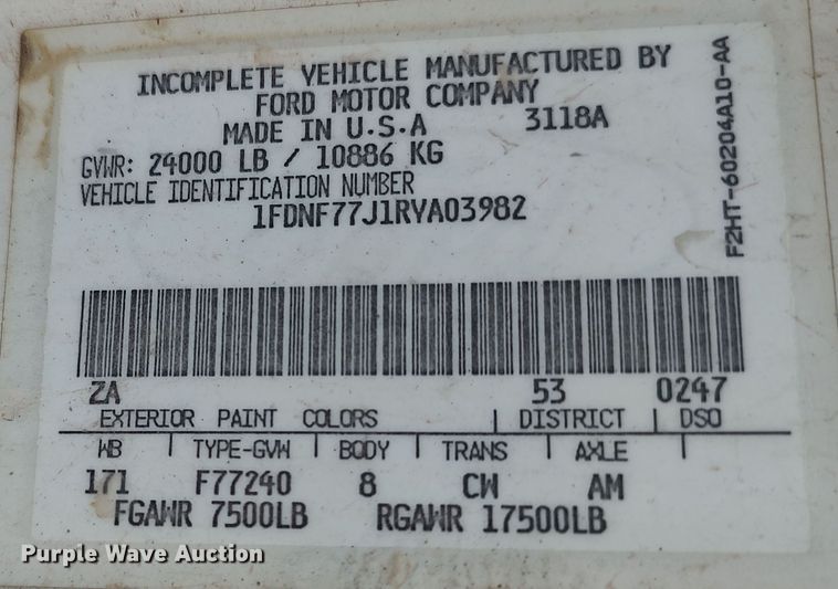 image for item LU9207 1994 Ford F700  bucket truck