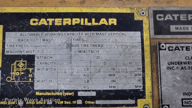 image for item MK9027 1989 Caterpillar T30D  forklift