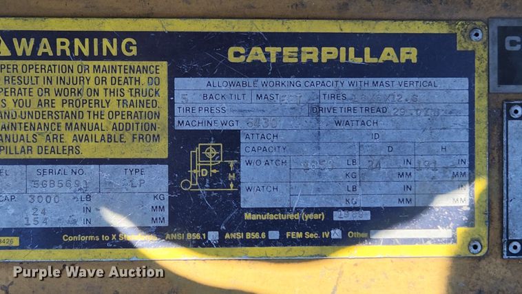 image for item MK9027 1989 Caterpillar T30D  forklift