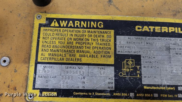 image for item MK9027 1989 Caterpillar T30D  forklift