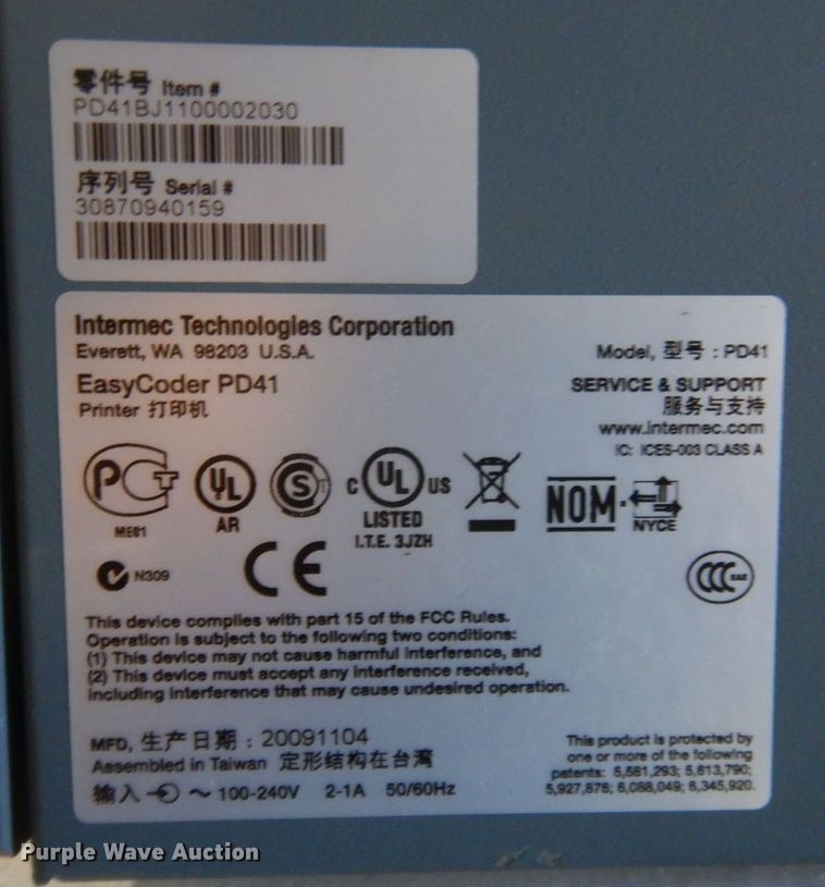 image for item MU9677 Intermec Easycoder PD41  barcode label printer
