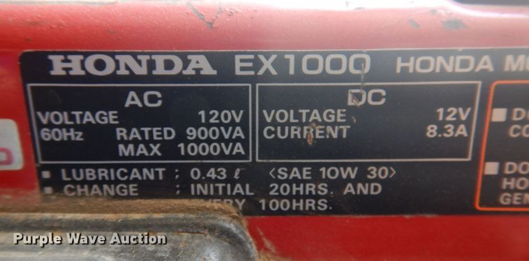 image for item MU9698 Honda EX1000  generator