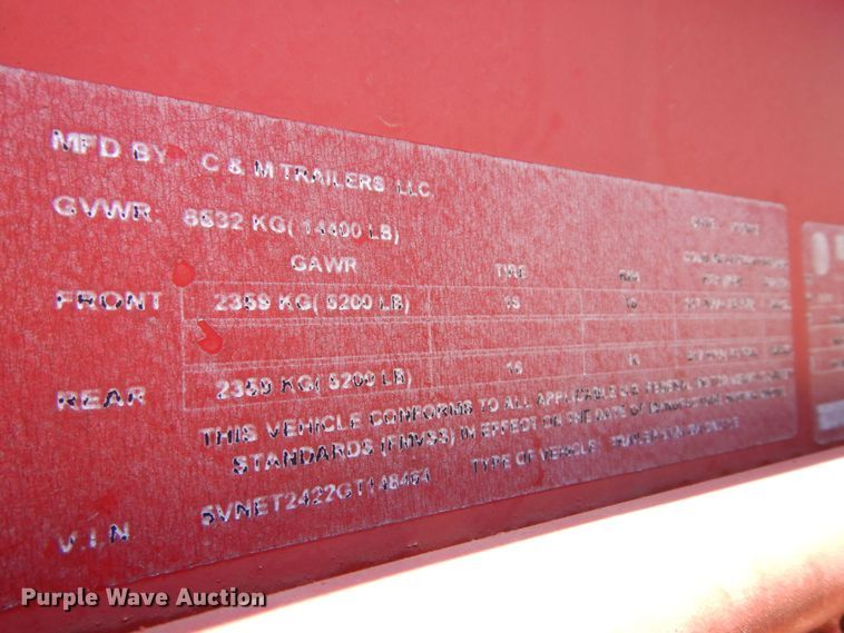 image for item DK0379 2015 C&M Trailers  livestock trailer