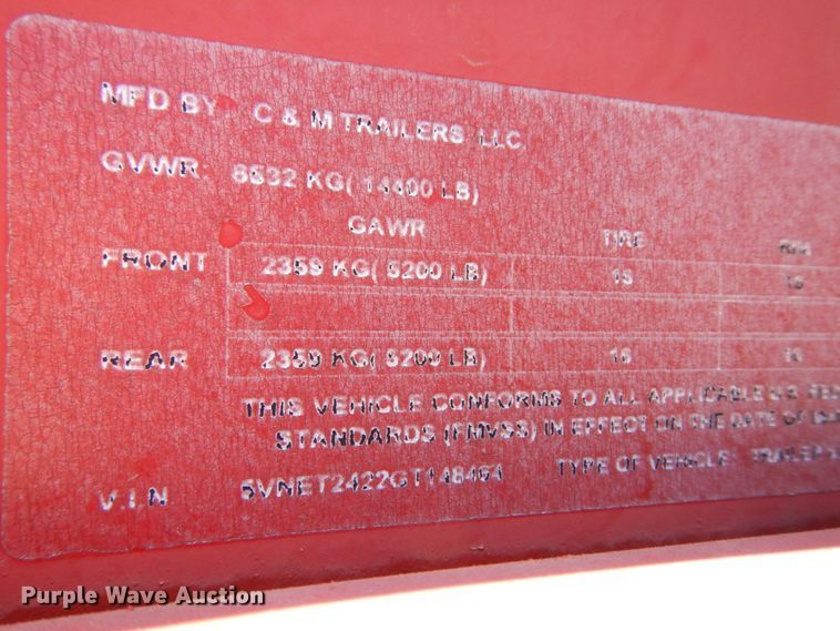 image for item DK0379 2015 C&M Trailers  livestock trailer