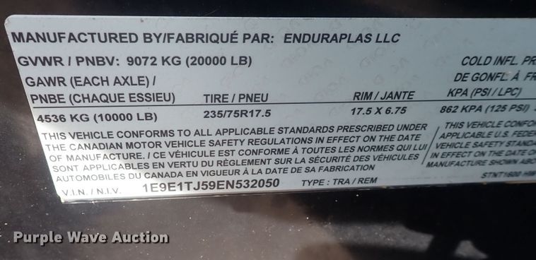 image for item DN0472 2014 Enduraplas, LLC  tank trailer