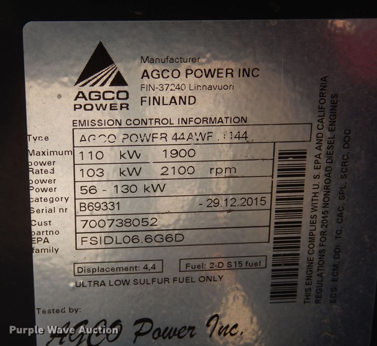 image for item DR1256 2016 Massey Ferguson WR9840  windrower