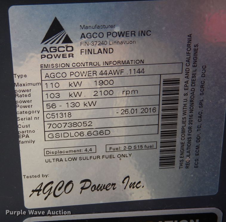 image for item DR1257 2016 Massey Ferguson WR9840  windrower