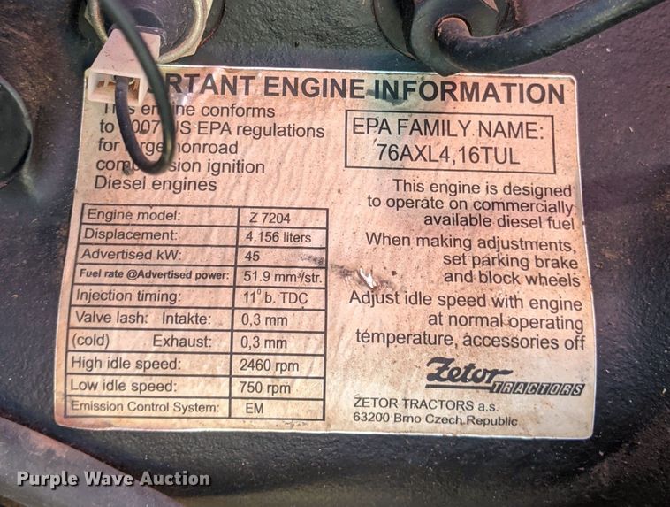 image for item KR9886 2007 Zetor 6421 Proxima  tractor