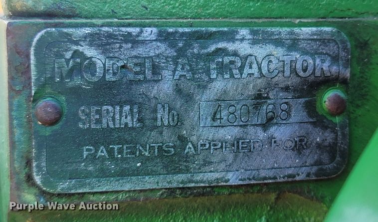 image for item LM9571 1939 John Deere A  tractor