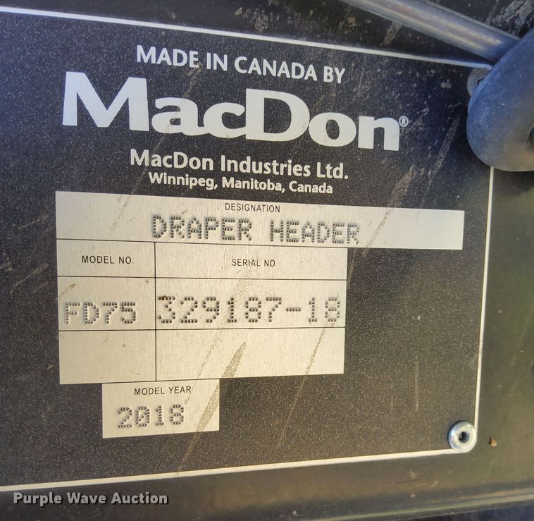 image for item LP9461 2018 MacDon FD75  flex draper head