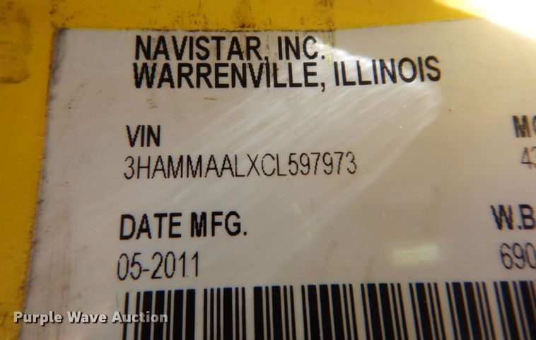 image for item DK0365 2012 International DuraStar 4300  truck cab and chassis