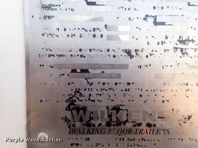 image for item DN0474 2006 Wilkens  walking floor trailer