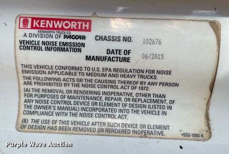 image for item DN5016 2016 Kenworth T880  dump truck