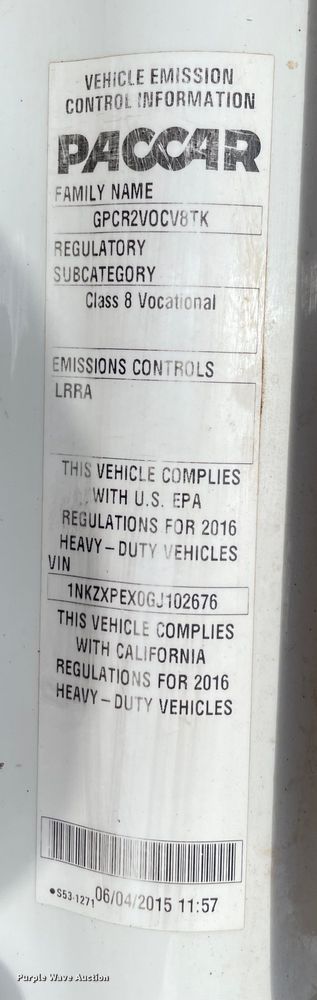 image for item DN5016 2016 Kenworth T880  dump truck