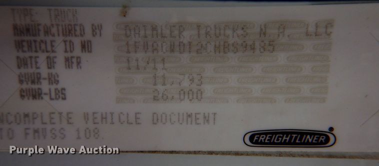 image for item DP4340 2012 Freightliner M2  box truck