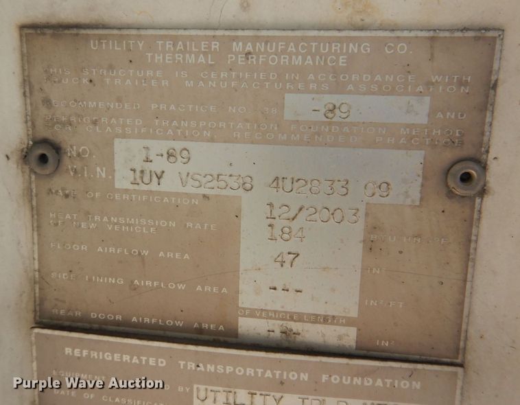 image for item DP5628 2004 Utility  refrigerated van trailer