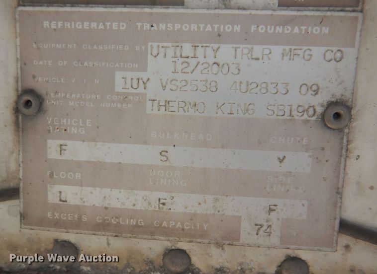 image for item DP5628 2004 Utility  refrigerated van trailer