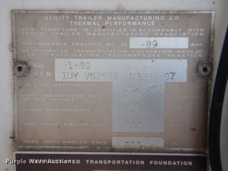 image for item DP5632 2004 Utility  refrigerated van trailer