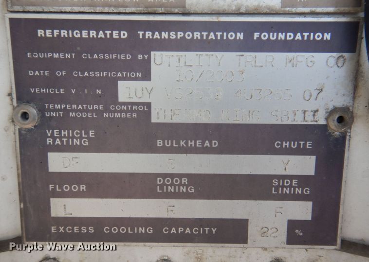 image for item DP5632 2004 Utility  refrigerated van trailer