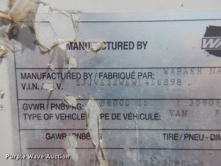 image for item DP5635 1998 Wabash  dry van trailer