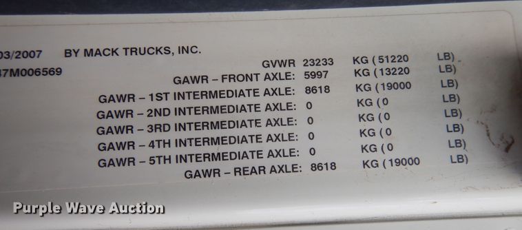 image for item DR1259 2007 Mack CTP  semi truck