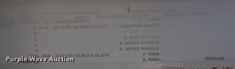 image for item DR1259 2007 Mack CTP  semi truck