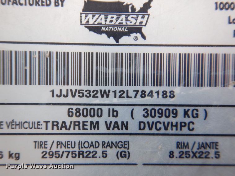 image for item DS8130 2002 Wabash  dry van trailer