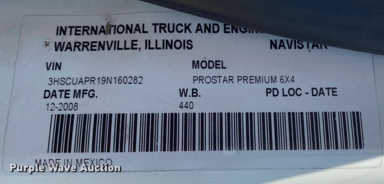 image for item JU9299 2009 International ProStar Eagle  semi truck