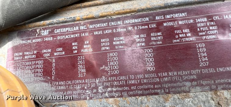 image for item KC9872 1991 International 9400  flatbed truck