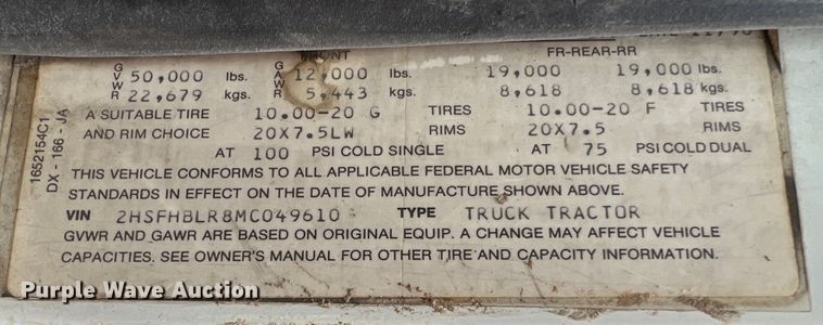 image for item KC9872 1991 International 9400  flatbed truck