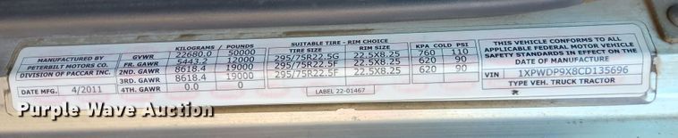 image for item MF9722 2012 Peterbilt 388  semi truck