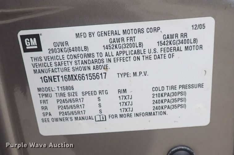 image for item DF5009 2006 Chevrolet Trail Blazer  SUV