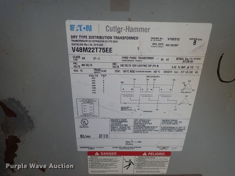 image for item DF5025 Cutler-Hammer  distribution transformer