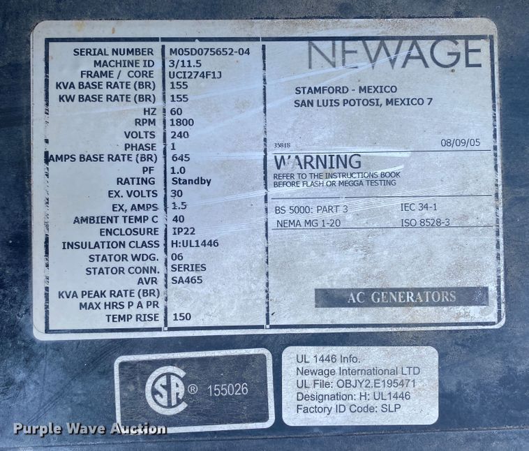 image for item DK6251 2005 Baldor  generator