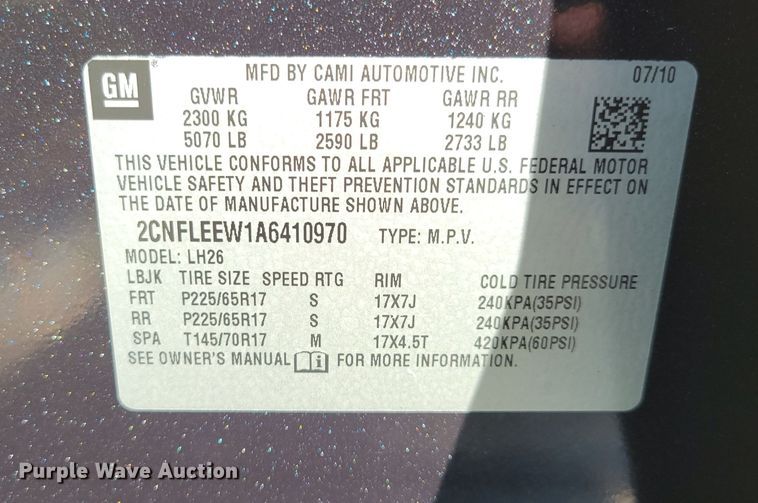 image for item DM2430 2010 Chevrolet Equinox LT  SUV