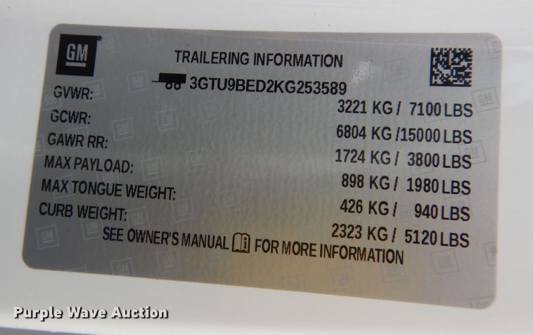 image for item DN1674 2019 GMC Sierra 1500  Crew Cab pickup truck