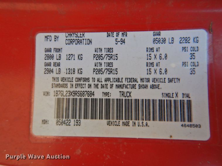 image for item DP4700 1994 Dodge Dakota  Club Cab pickup truck