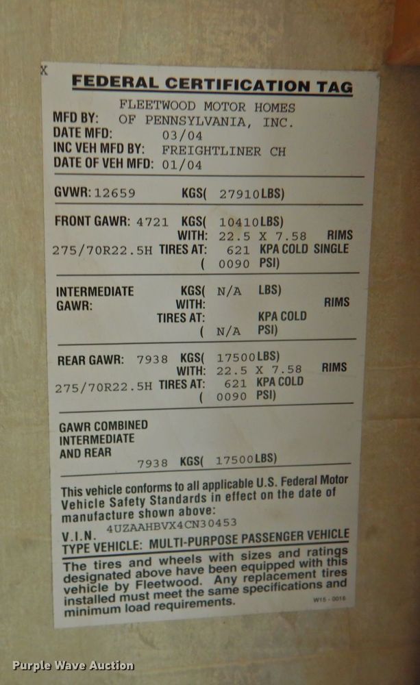 image for item DP4705 2005 Fleetwood Bounder  RV