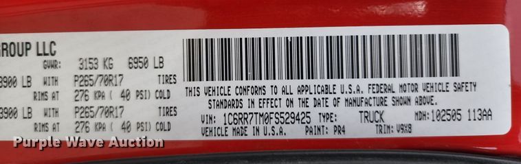 image for item JB9024 2015 Dodge Ram 1500  Crew Cab pickup truck