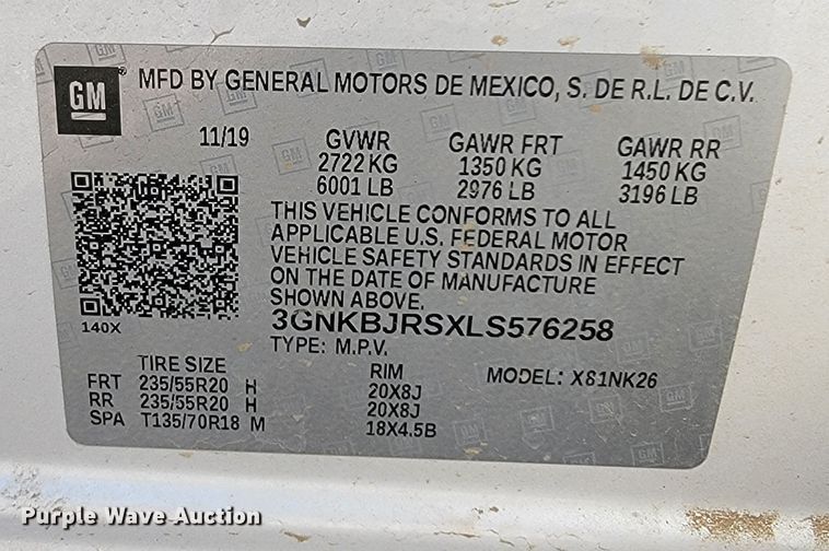 image for item JC9707 2020 Chevrolet Blazer  SUV