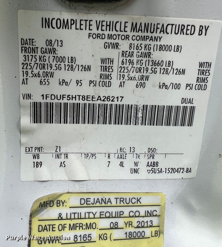 image for item JM9256 2014 Ford F550  flatbed truck