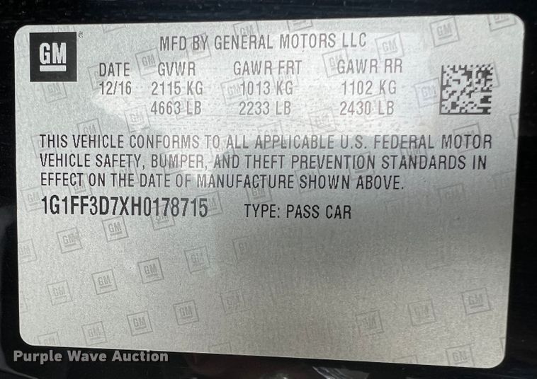 image for item JM9266 2017 Chevrolet Camaro SS  convertible