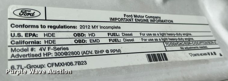 image for item JM9267 2012 Ford F550 XL  dump truck