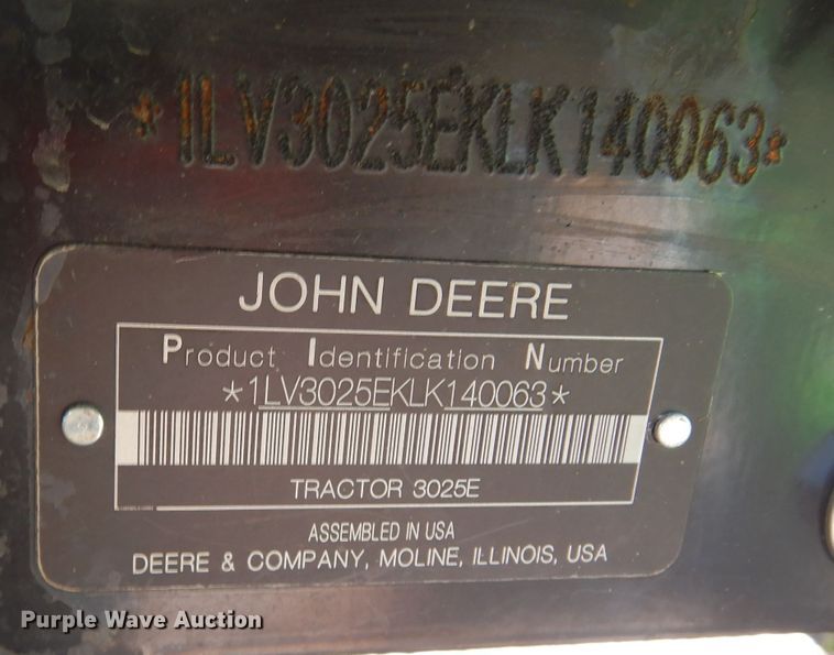 image for item JX9129 2019 John Deere 3025E  MFWD tractor